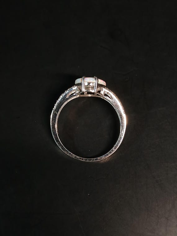Sterling Silver Lab Opal Ring Large Marquise Opal… - image 12