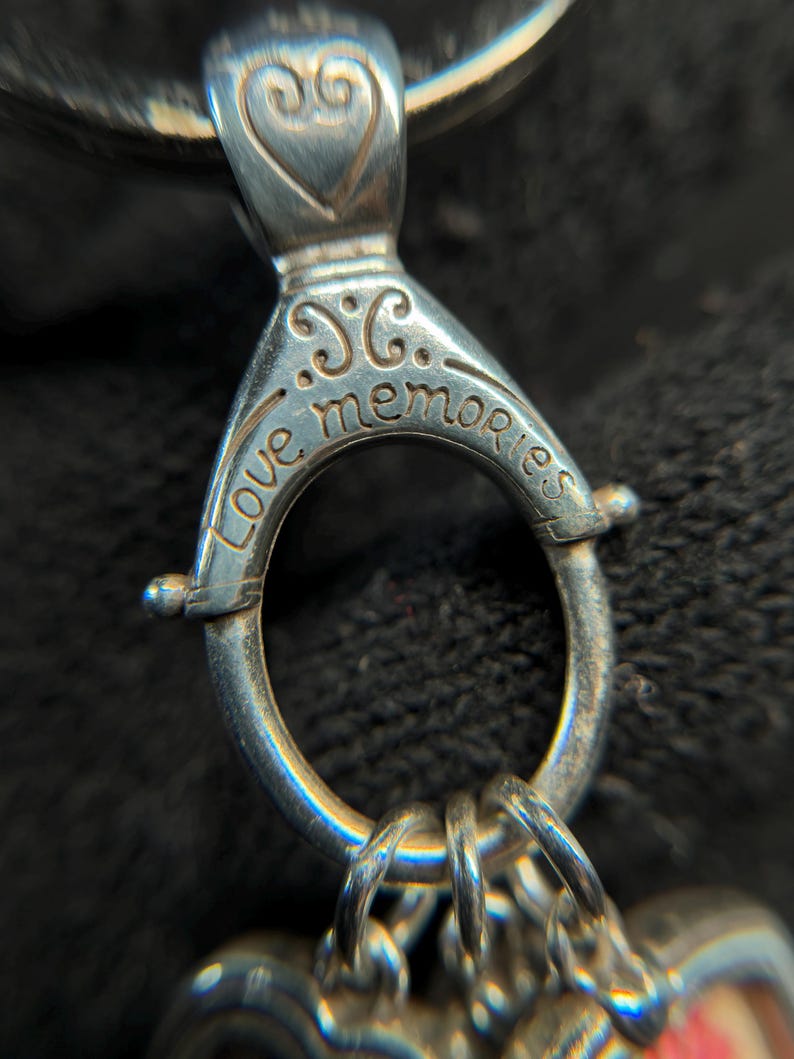 Brighton Silverplate Charm Keychain Floral Enamel Heart Purse Charm image 3