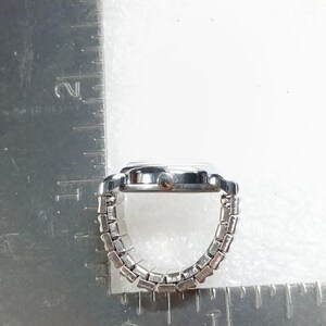 Vintage Le Baron Quartz Watch Ring Silver Tone Stretch Band Size 8 image 5