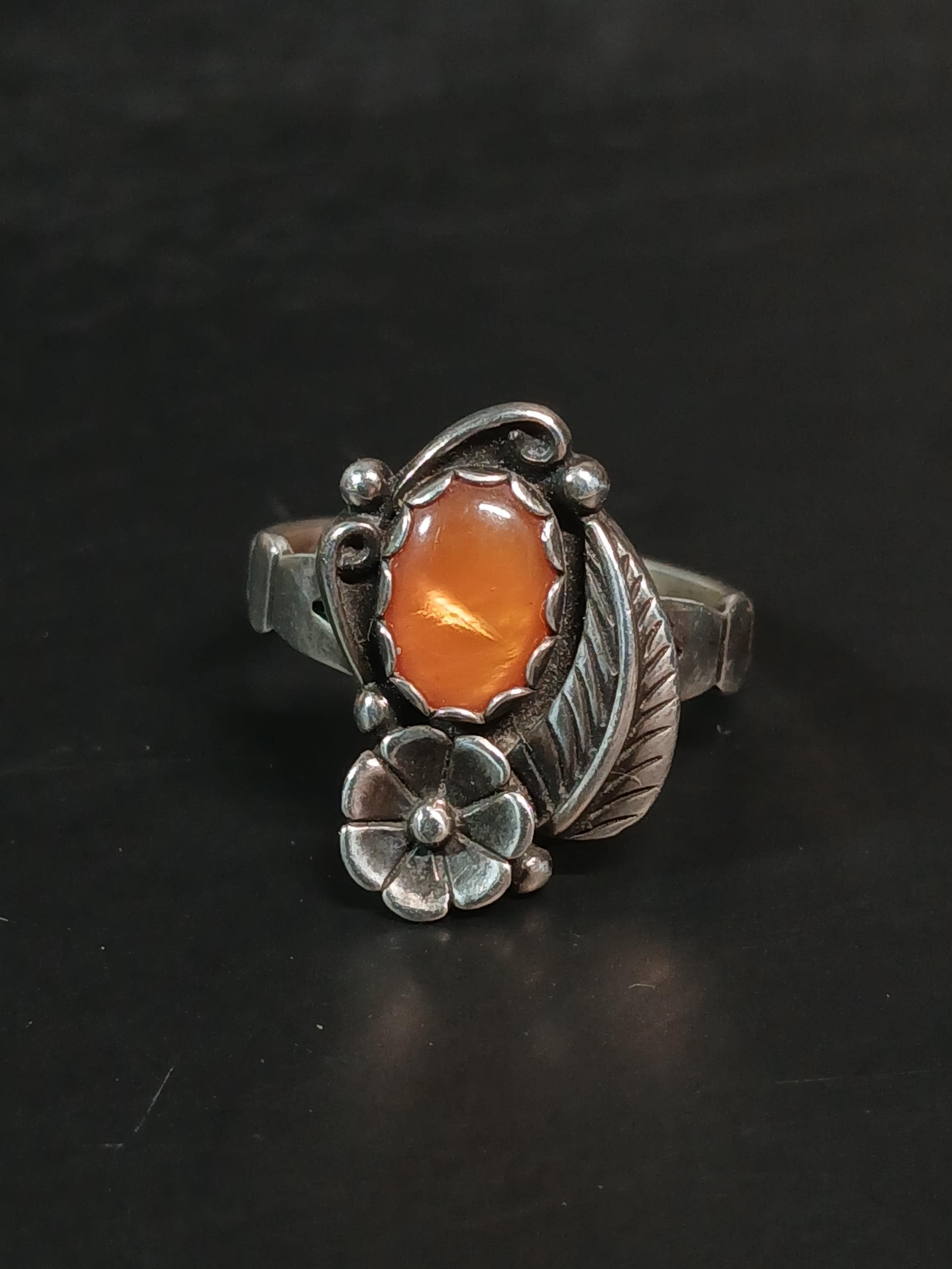 Wheeler Manufacturing Co Vintage Sterling Silver Orange Stone