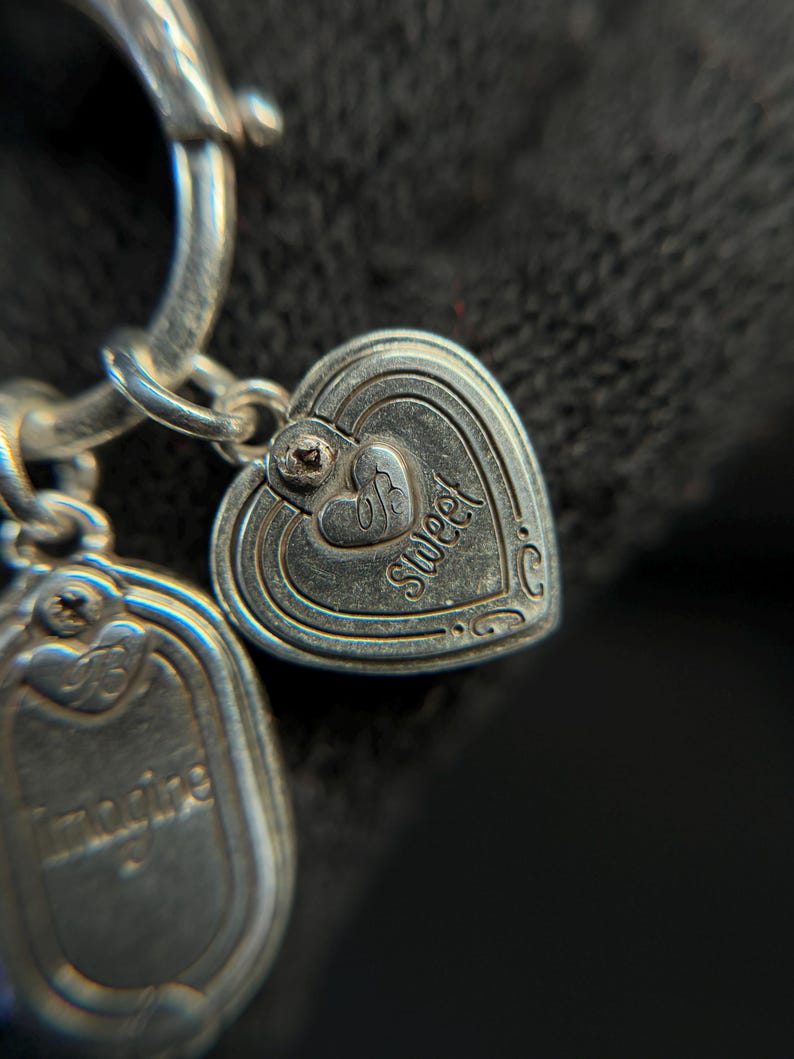 Brighton Silverplate Charm Keychain Floral Enamel Heart Purse Charm image 6