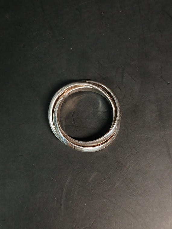 925 Sterling Silver Rolling Ring Interlocking Ban… - image 9