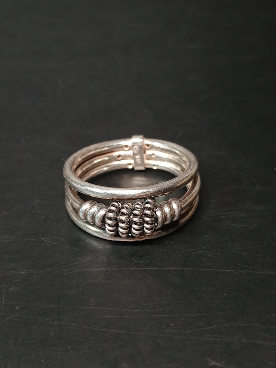 Sterling Silver .925 Three-Band Solid Ring – Size… - image 1