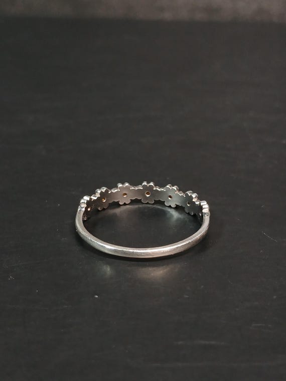 Sterling Silver Daisy Stackable Ring with Orange … - image 15