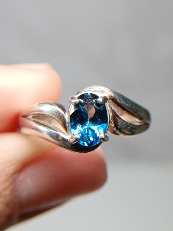 Sterling Silver Blue Quartz Stackable Ring Size 6… - image 8