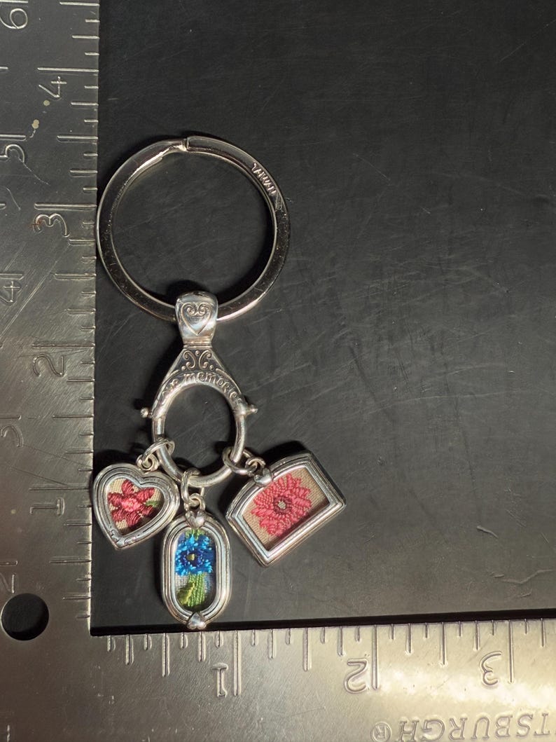Brighton Silverplate Charm Keychain Floral Enamel Heart Purse Charm image 8