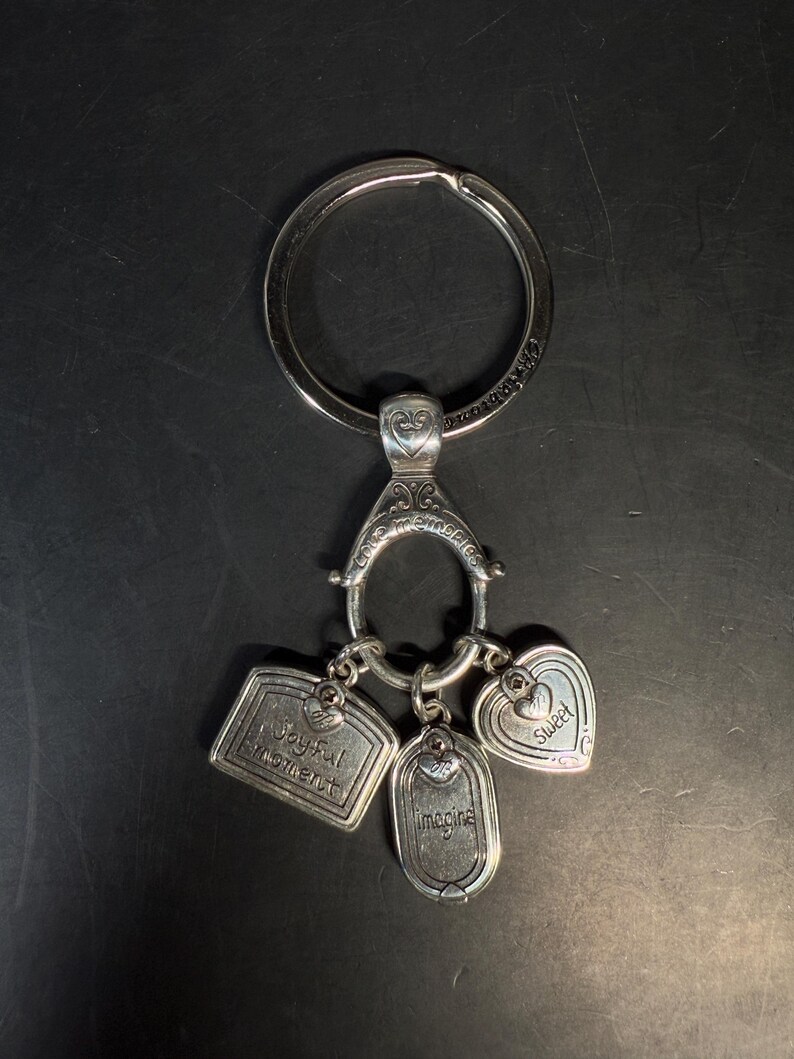 Brighton Silverplate Charm Keychain Floral Enamel Heart Purse Charm image 11