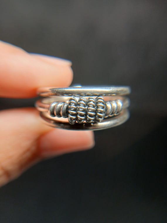 Sterling Silver .925 Three-Band Solid Ring – Size… - image 7