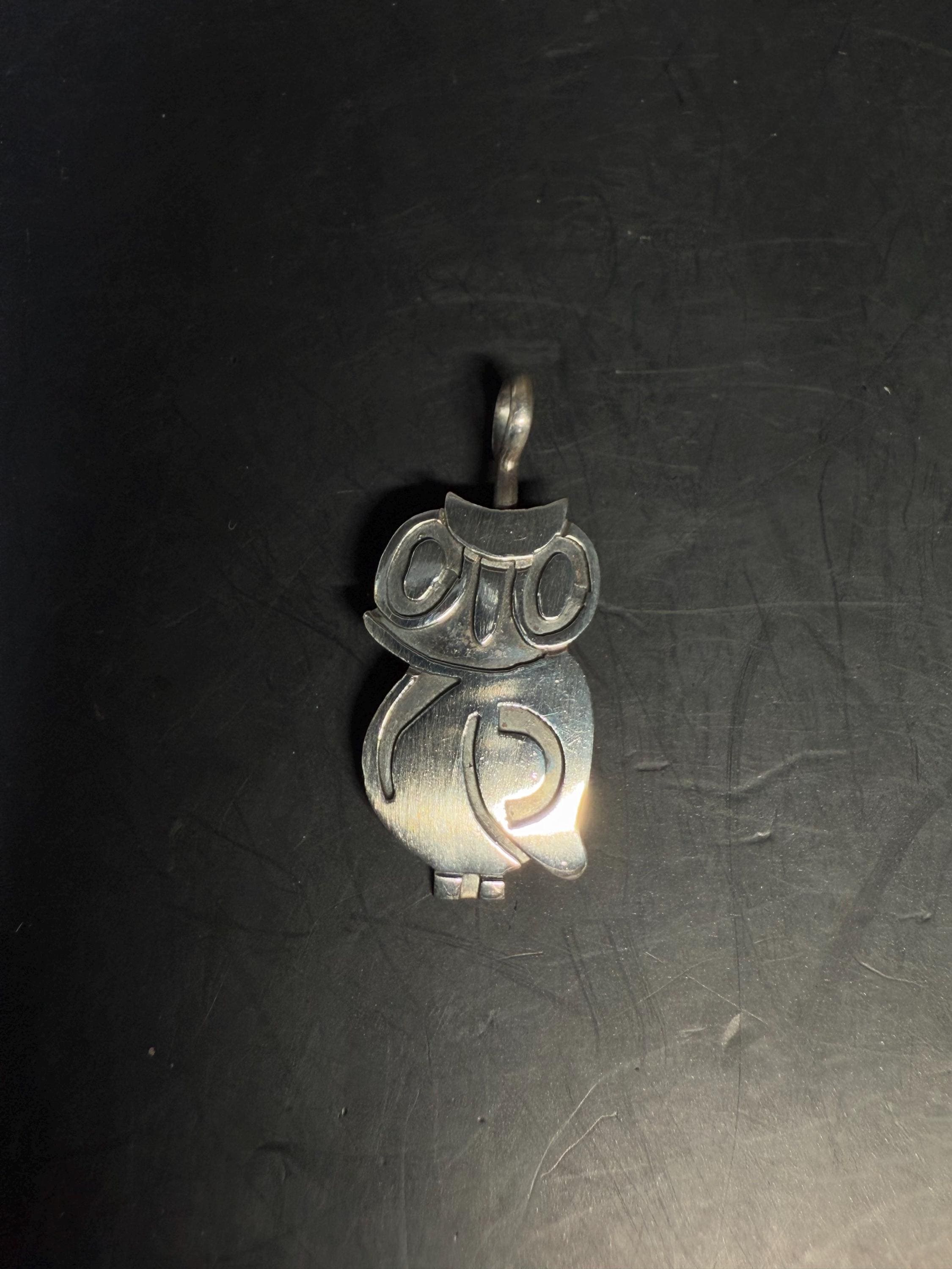 Sterling Silver Owl Pendant Minimalist Bird Charm 925