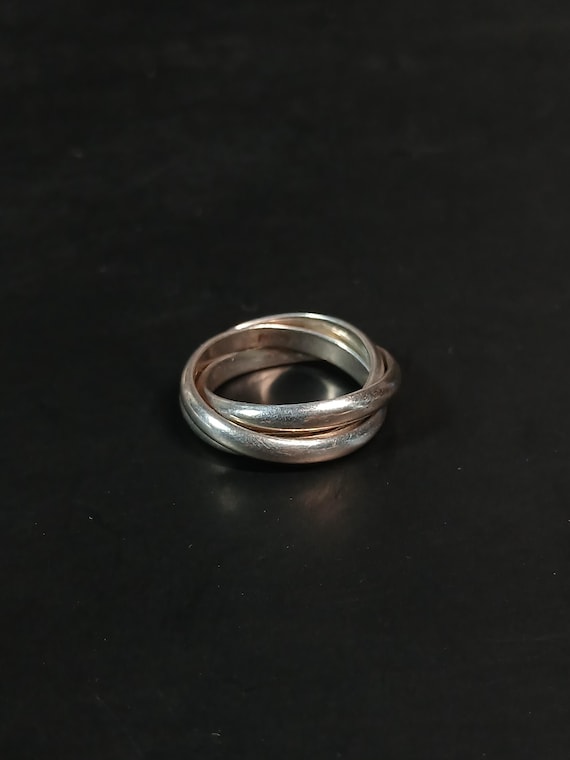 925 Sterling Silver Rolling Ring Interlocking Ban… - image 7