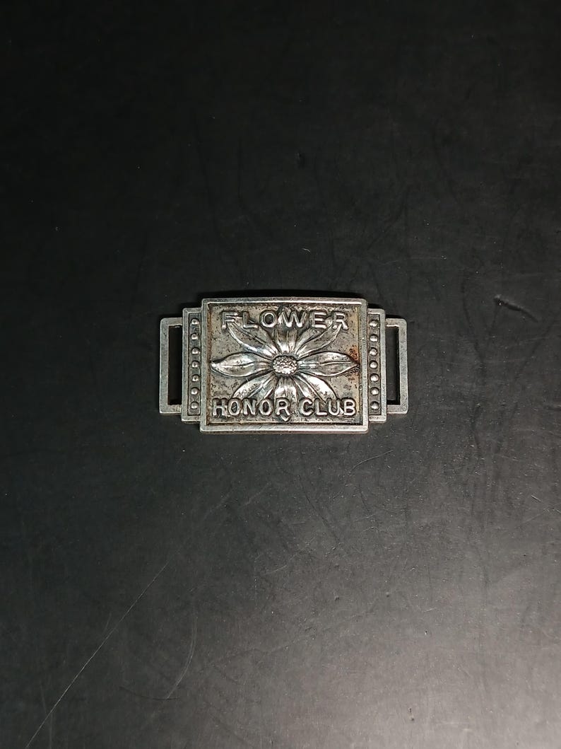 1920s Sterling Silver Girl Scouts Flower Honor Club Badge Spies Bros image 1