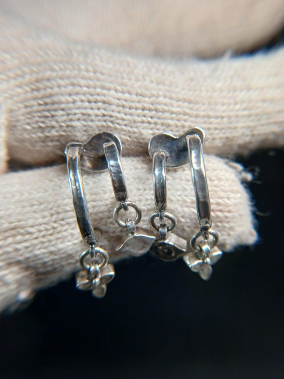 Sterling Silver Double Charm Dangle Earrings Mode… - image 12