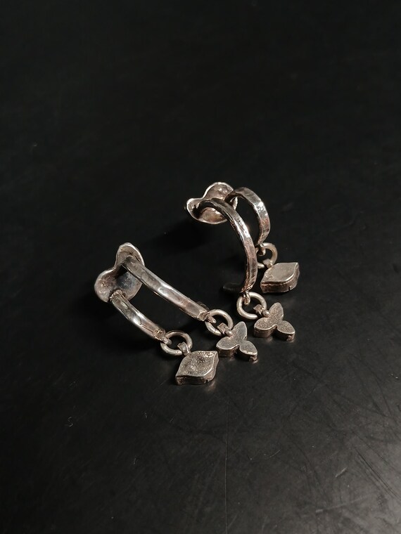 Sterling Silver Double Charm Dangle Earrings Mode… - image 6