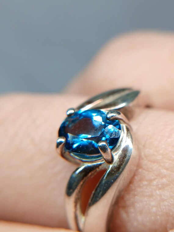 Sterling Silver Blue Quartz Stackable Ring Size 6… - image 10