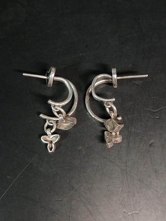 Sterling Silver Double Charm Dangle Earrings Mode… - image 9