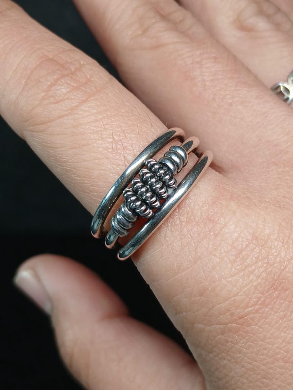 Sterling Silver .925 Three-Band Solid Ring – Size… - image 2