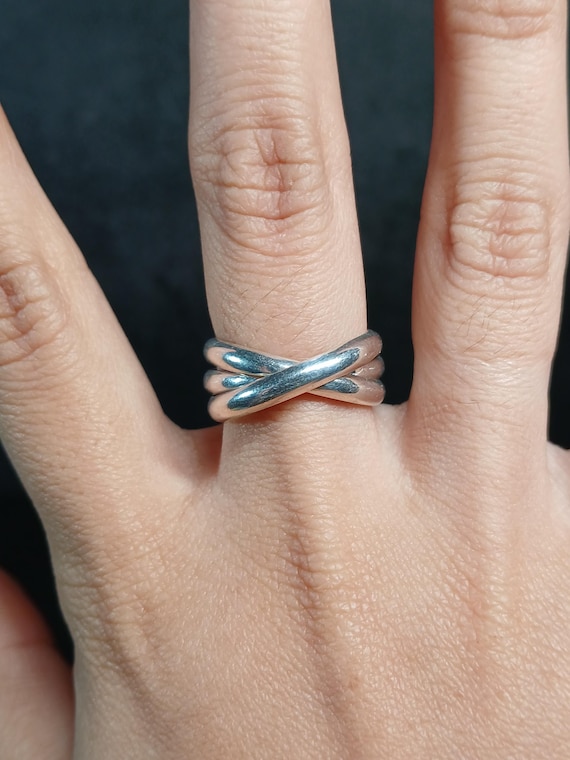 925 Sterling Silver Rolling Ring Interlocking Ban… - image 5