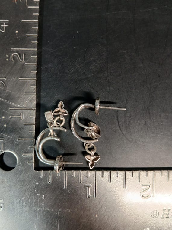 Sterling Silver Double Charm Dangle Earrings Mode… - image 4