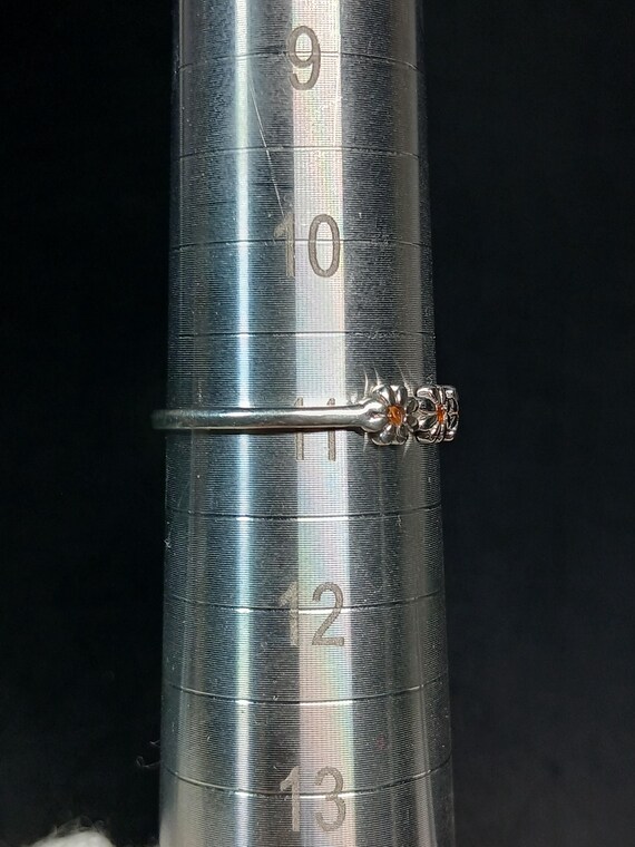 Sterling Silver Daisy Stackable Ring with Orange … - image 4