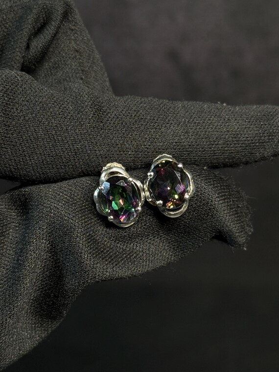 Mystic Topaz Sterling Silver Stud Earrings