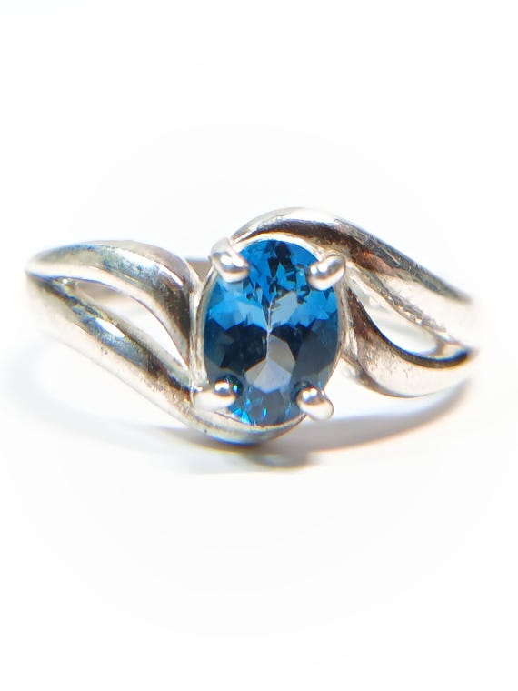Sterling Silver Blue Quartz Stackable Ring Size 6… - image 1