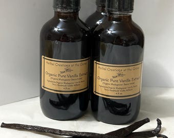 Organic Vanilla Extract Double Fold – Pure Madagascar Vanilla, Small Batch Homemade Extract  Natural Baking Flavoring  No Additives 4oz