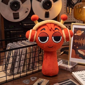 Incredibox Sprunki Oren Plush Toy 32cm | Large Orange Alien Soft Figure with Headphones | Indie Rhythm Horror Gamer Desk Room Decor Gift
