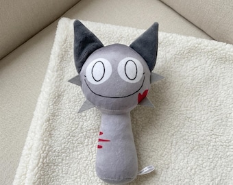 Mutated Wenda Sprunki Plush Toy Horror Game Stuffed Animal Creepy Cute White Cat Plushie Incredibox Gamer Room Decor Fan Art Collectibles