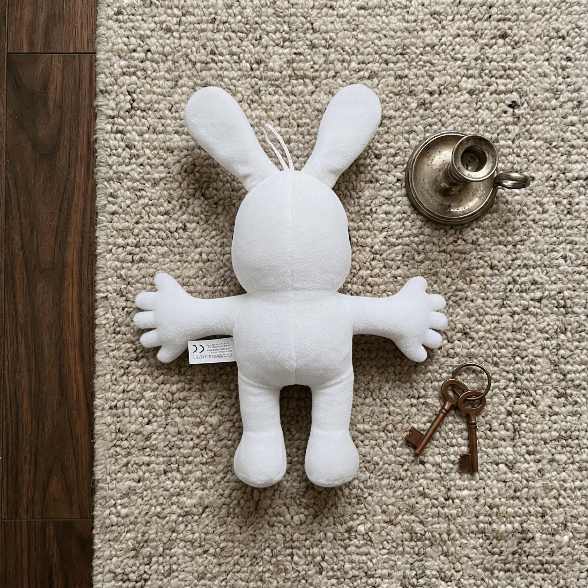 Spooky White Monster Rabbit Plush – Zoonomaly Inspired Horror Toy