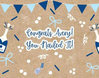 Plantilla de banner para graduación de manicurista femenina