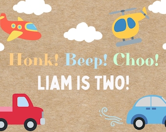 ¡Bocina! ¡Bip! ¡Chu! Plantilla de pancarta de cumpleaños