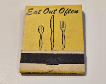 Vintage Eat Out Often Lion Match Corp Matchbook Yellow Restaurant Advertising