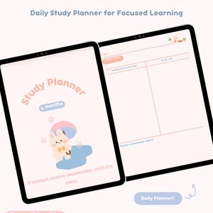 Cute Pink Bunny Digital Planner Compatible with GoodNotes & Notability Study Planner Daily Planner Language Planner 2026 planner