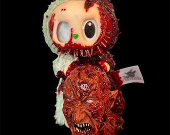 Custom Made Horror Doll! Labubu holding Freddy’s head  Made by me 1/1 nothing else like it! Halloween, Horror, Keychain, Accessories