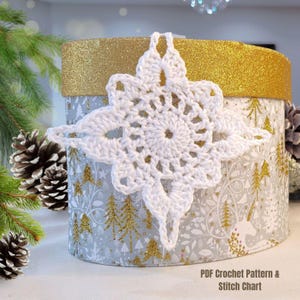 Diamond Star Crochet Pattern with Stitch Chart, Christmas Ornament & Coaster, Holiday Home Decor, Easy Fast PDF Download