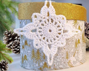 Diamond Star Crochet Pattern with Stitch Chart, Christmas Ornament & Coaster, Holiday Home Decor, Easy Fast PDF Download