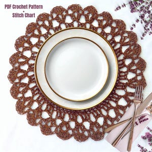 Patrón de ganchillo para mantel individual de rafia - Decoración de mesa de patio de verano en PDF, plato base de comedor natural de lujo, juego de mesa moderno para barbacoa al aire libre (descargable)
