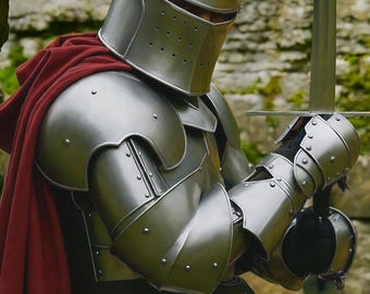 Handgjord bärbar stålriddarrustning | Medeltida cosplay LARP