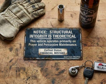 Structural Integrity Is Theoretical Car Magnet | Funny Project Car Gift, Shitbox Edition, Mechanic JDM Sign, Financial Mistake Bumper Decal