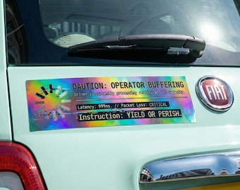 Funny "Operator Buffering" Car Magnet | Gamer Ping Warning Sign, ADHD Brain Fog Bumper Sticker, IT Tech Gift, Y2K Glitchcore Auto Decal