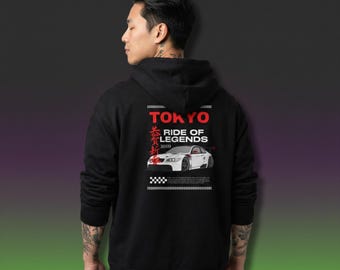 東京ライド・オブ・レジェンド パーカー | JDMカーグラフィック、日本のストリートウェア、ドリフトレーシングギフト