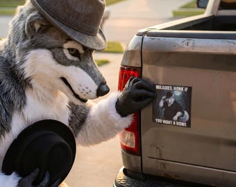 Miladies Honk If You Want A Howl Magnet | Cursed Meme Bumper Sticker, Ironic Furry Gag Gift, Cringe Car Decal, Hostile Prank Warning Sign