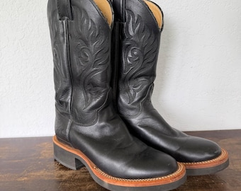 Justin Roper Boots Womens 6B Black Leather Tekno Crepe Work Western