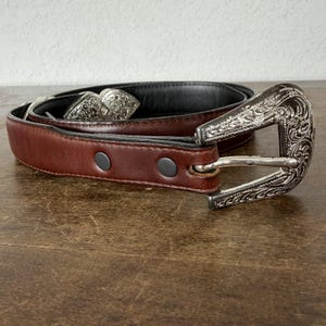 Vintage Tony Lama Western Leather Ranger‎ Style Belt Engraved Buckle USA 30 Tony Lama Vintage Belts for sale | eBay main image 3