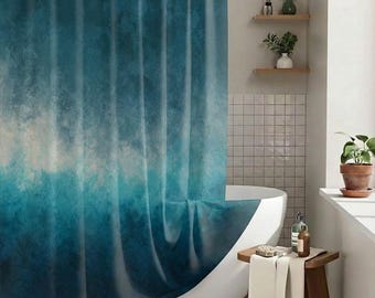 Turquoise Ombre Shower Curtain |  Watercolor Ocean Mist Bathroom, Teal, Aqua