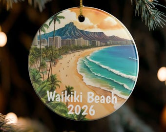 Waikiki Hawaii Benutzerdefinierte Weihnachtsverzierung 2026, besonders anfertigen es, Sentimentalandenken