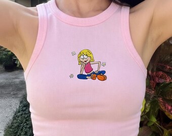 Camiseta sin mangas bordada de Lizzie McGuire, camiseta corta acanalada "This Is What Dreams Are Made Of", conjunto vacacional inspirado en Disney de principios de los 2000.