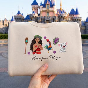 EMBROIDERED Disney Moana Princess Sweatshirt Tshirt Hoodie, Hei Hei Pua Kakamora Magic Kingdom WDW Disneyland Embroidery shirt Gift bild 1