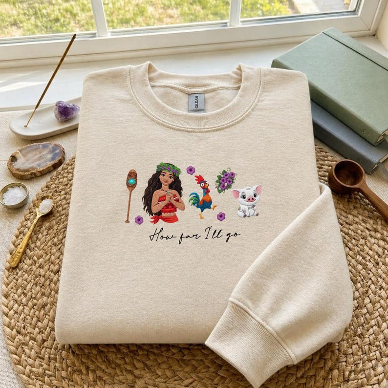 EMBROIDERED Disney Moana Princess Sweatshirt Tshirt Hoodie, Hei Hei Pua Kakamora Magic Kingdom WDW Disneyland Embroidery shirt Gift bild 3