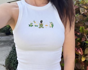Camiseta corta bordada de la princesa Tiana, camiseta sin mangas para bebé, camiseta sin mangas de Disney, Princesa y el Sapo, Magic Kingdom, WDW, Disneyland.